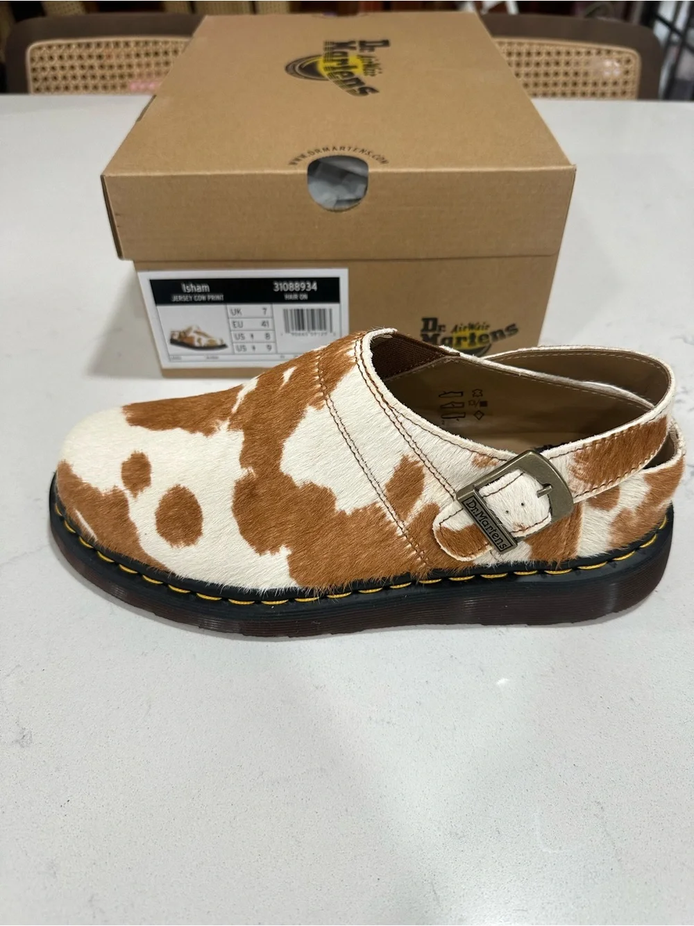 Dr. Martens Isham Jersey Cow Print Slingback Mules Size 9W - Picture 2 of 7